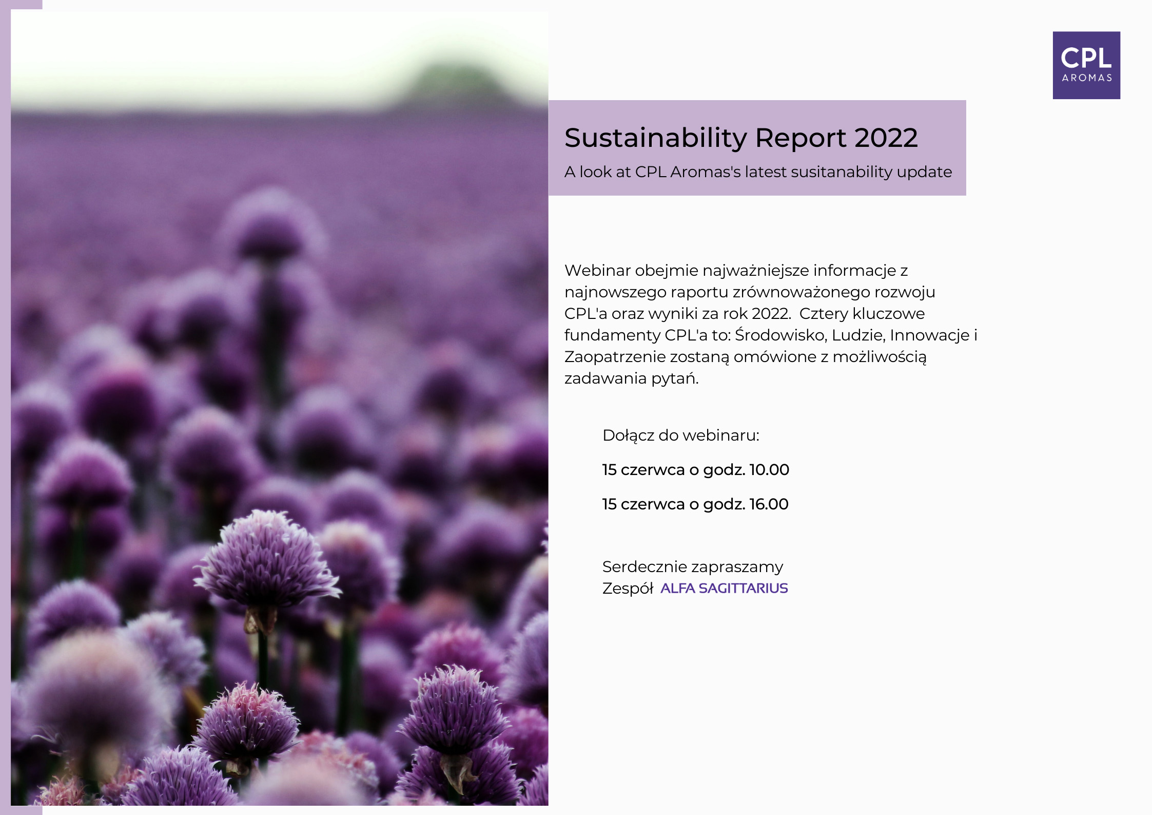 Sustainability report 2022 Live Webinar CPL Aromas